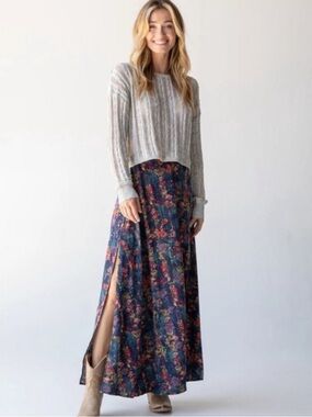 NATURAL LIFE Ginger Side-Slit Maxi Skirt Sz M